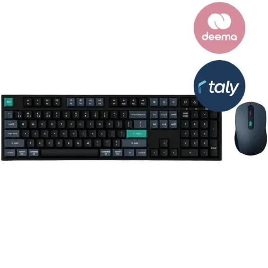 Keychron B36 Keyboard and BM25 Mouse Wireless Combo 100%, Black Green - Arabic Layout